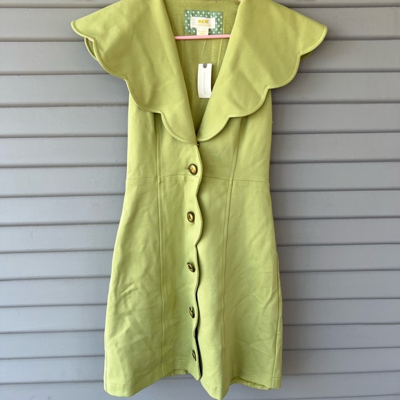 NWT XXS Anthropologie Maeve Scalloped Buttondown Dress - Picture 4 of 8